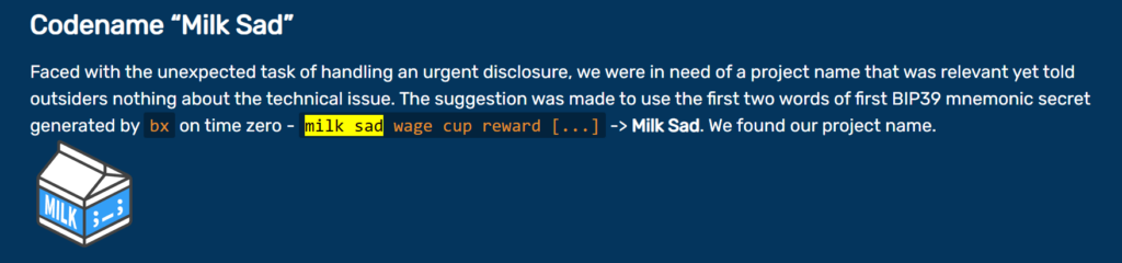 Milk Sad vulnerability in the Libbitcoin Explorer 3.x library, how the theft of $900,000 from Bitcoin Wallet (BTC) users was carried out